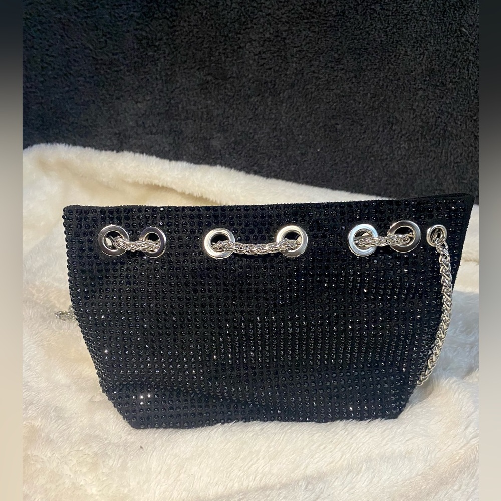 Black Rhinstone sling cum potli bag - Picture 7 of 17